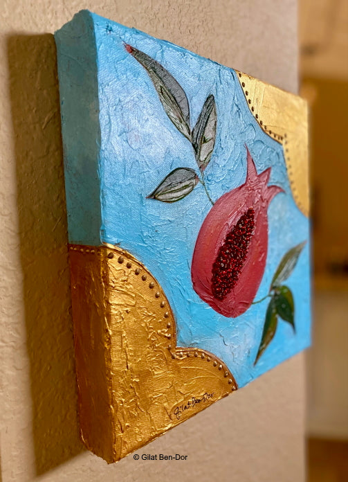 Cielo I: Original Art on Canvas by Gilat Ben-Dor - Pomegranate Tapestry Series