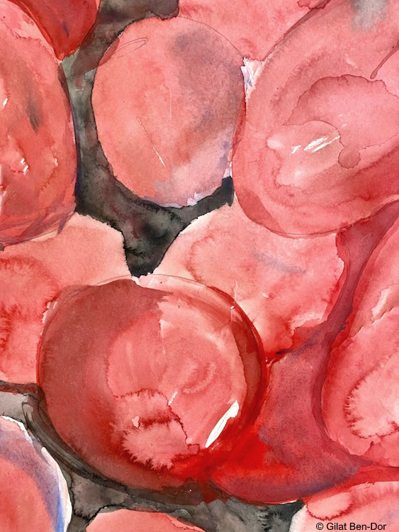 Peach Quark II: Energy Series - Abstract watercolors by artist Gilat Ben-Dor