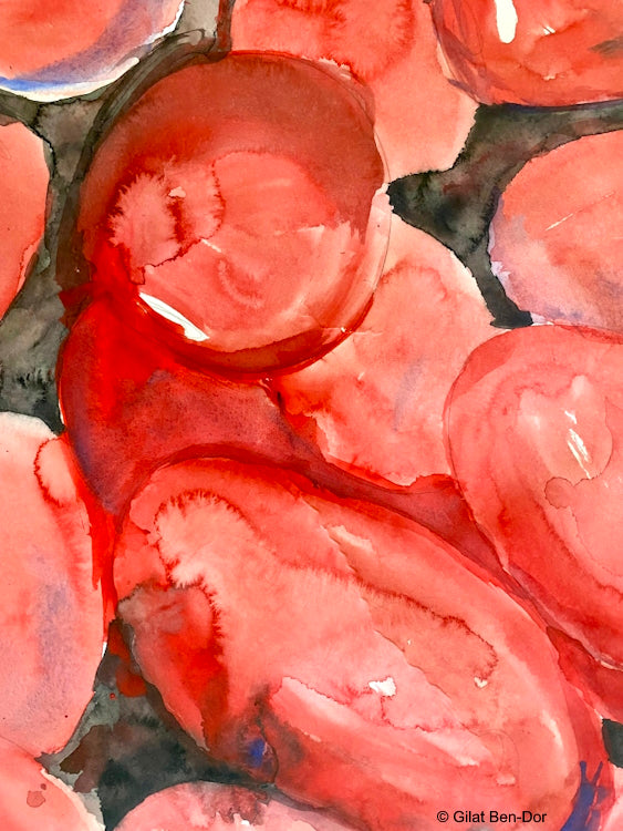 Peach Quark I: Energy Series - Abstract watercolors by artist Gilat Ben-Dor