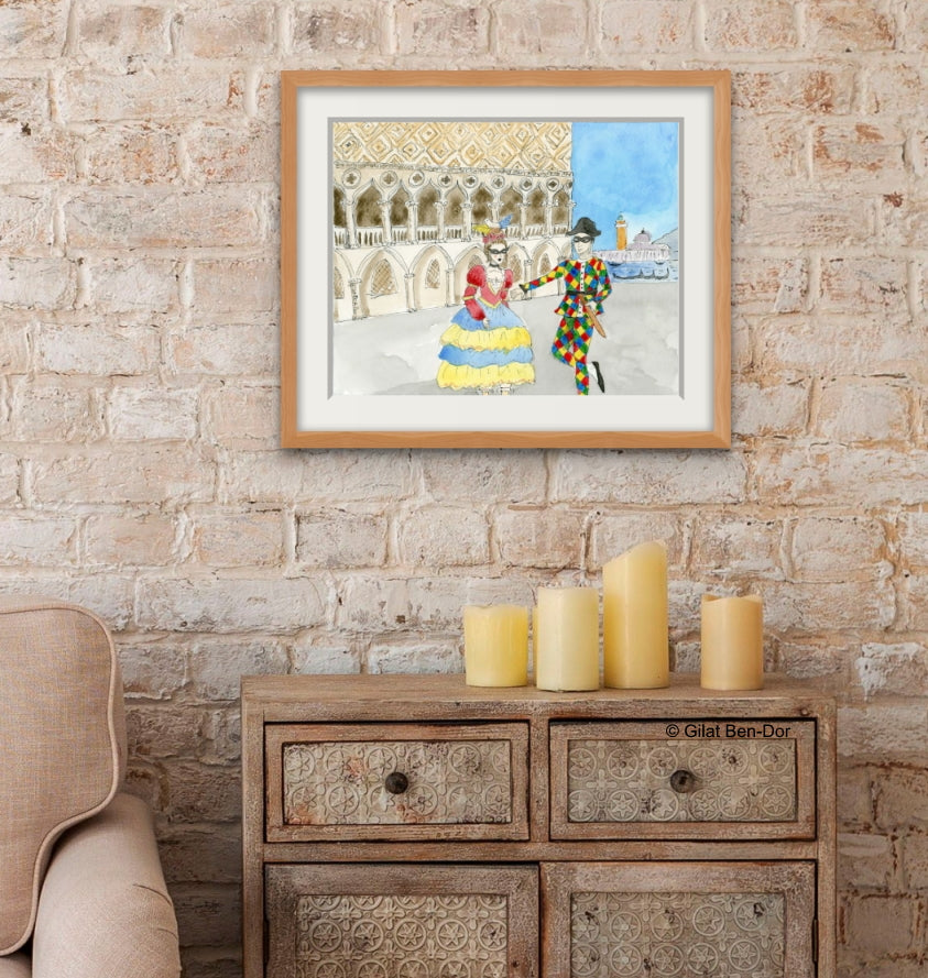 Arlecchino & Columbina in Venice - FINE ART PRINT By Gilat Ben-Dor - Curtain Up Gammage Theater exhibit