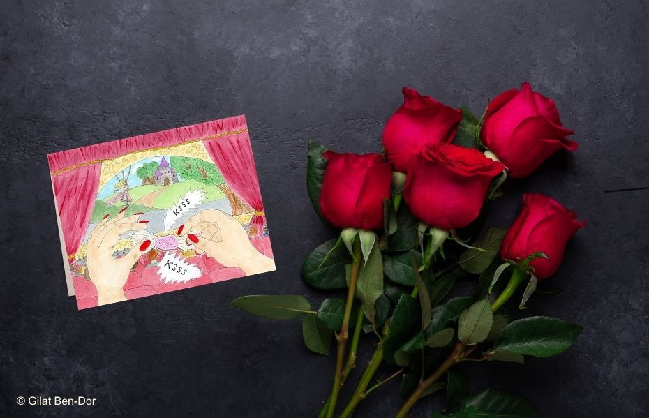 The Candy Wrapper: Deluxe Large Folded Notecard by Gilat Ben-Dor: CURTAIN UP Theater Art Series