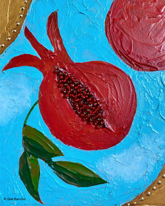 Cielo II: Original Art on Canvas by Gilat Ben-Dor - Pomegranate Tapestry Series