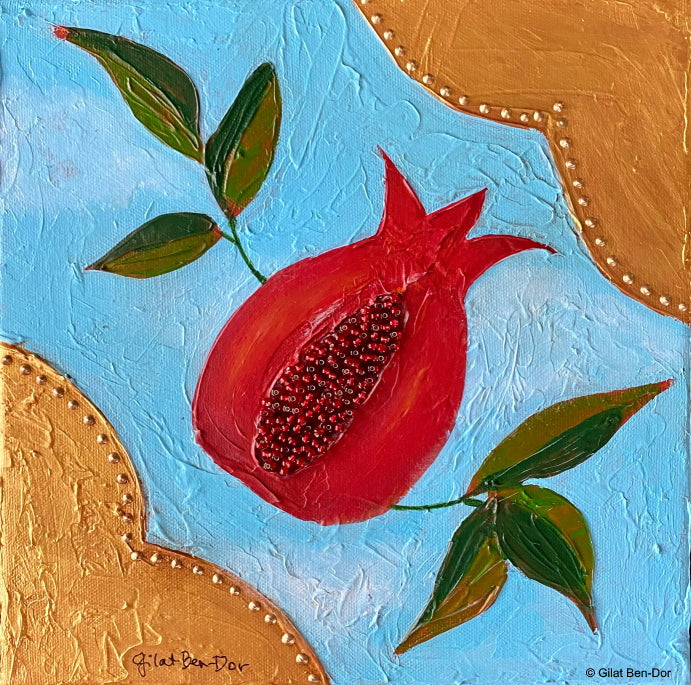 Cielo I: Original Art on Canvas by Gilat Ben-Dor - Pomegranate Tapestry Series