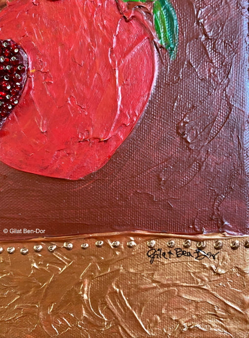 Duet: Original Art on Canvas by Gilat Ben-Dor - Pomegranate Tapestry Series