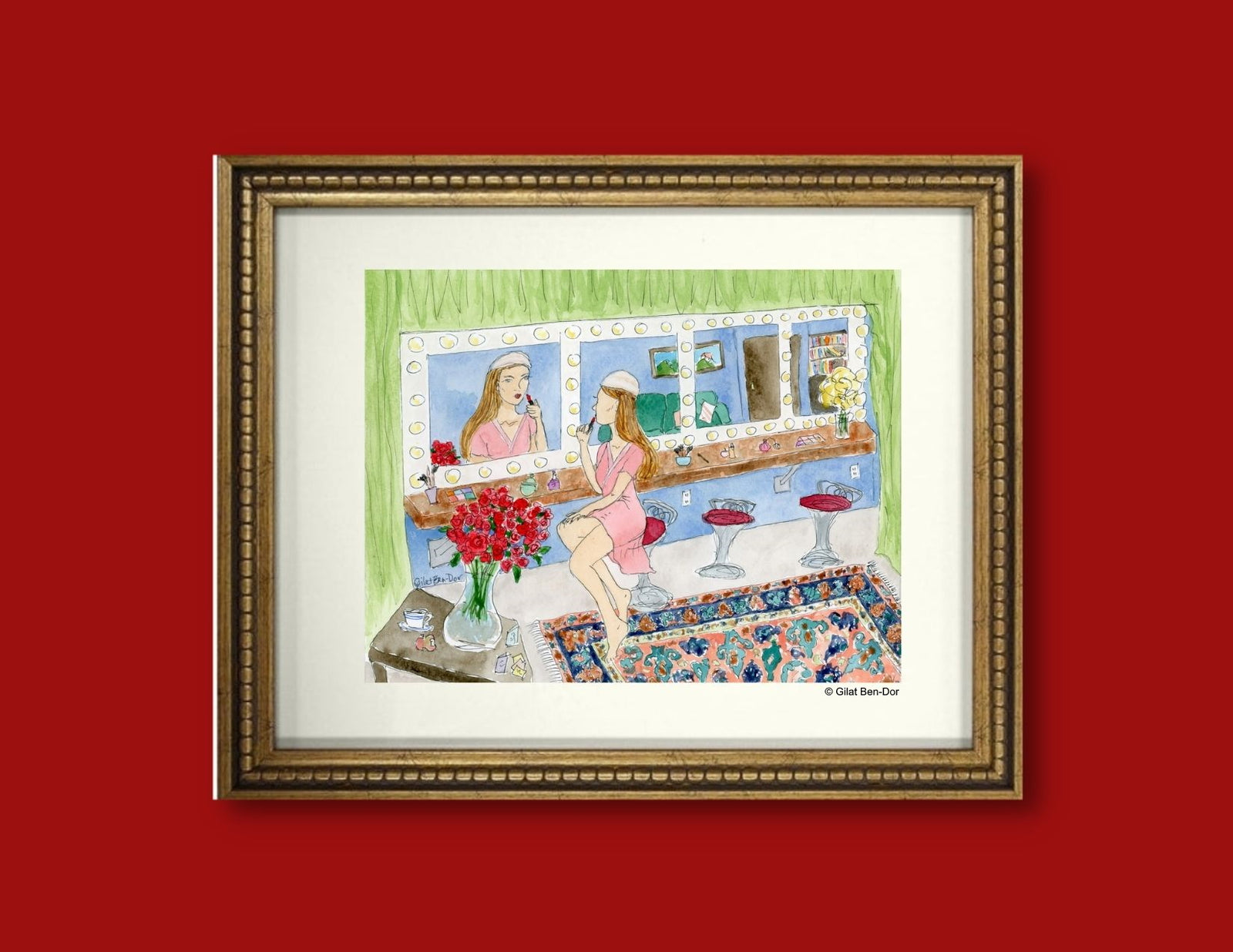 Backstage Reflections - ORIGINAL PAINTING - Watercolor by Gilat Ben-Dor - Curtain Up Gammage Theater exhibit