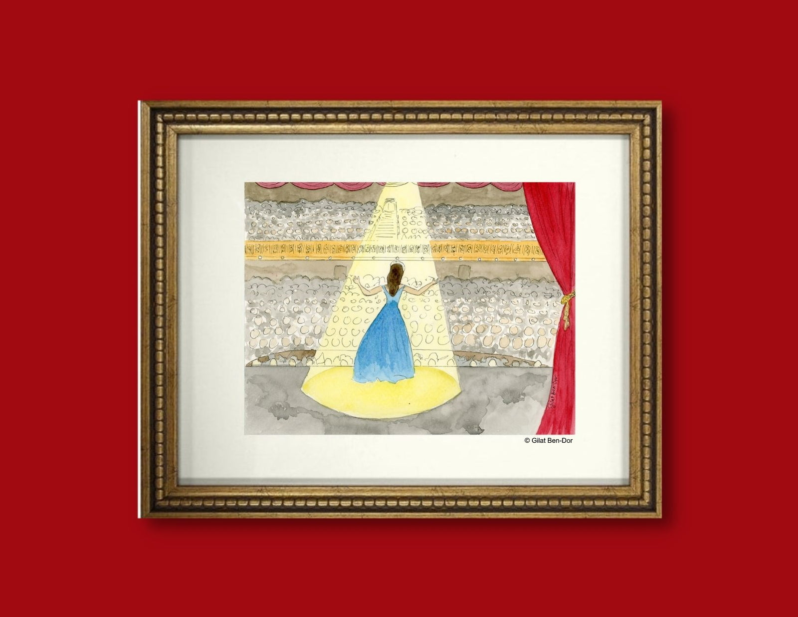 Opening Night - ORIGINAL PAINTING - Watercolor by Gilat Ben-Dor - Curtain Up Gammage Theater exhibit