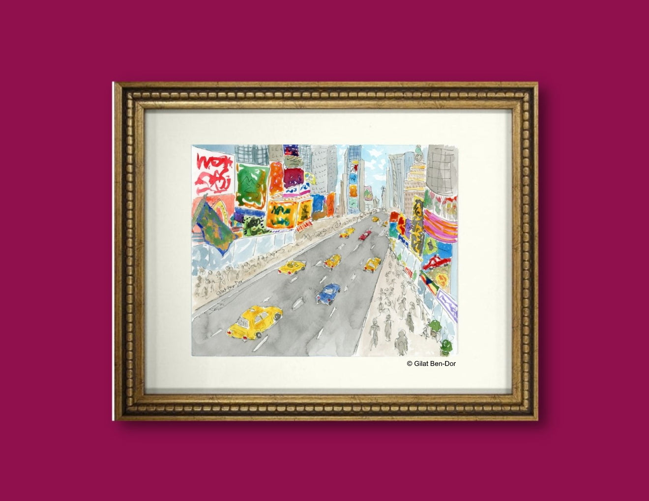 Bustle On Broadway - ORIGINAL PAINTING - Watercolor by Gilat Ben-Dor - Curtain Up Gammage Theater exhibit