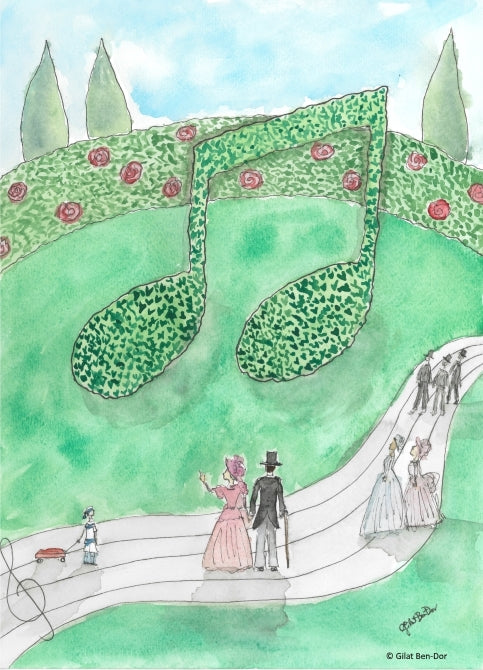 "Garden Notes" Music-Themed Fine Art Print (Melodies of Spring Series) by Gilat Ben-Dor