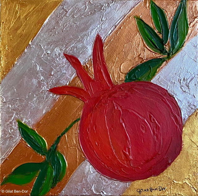 Listras: Original Art on Canvas by Gilat Ben-Dor - Pomegranate Tapestry Series
