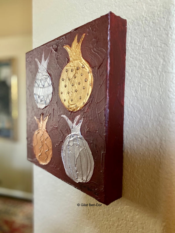 Modelli: Original Art on Canvas by Gilat Ben-Dor - Pomegranate Tapestry Series