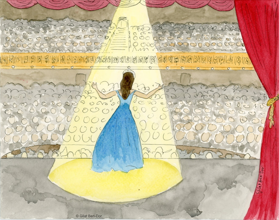 Opening Night: Deluxe Large Folded Notecard by Gilat Ben-Dor: CURTAIN UP Theater Art Series