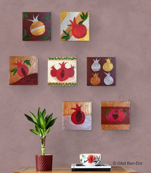Serenade: Original Art on Canvas by Gilat Ben-Dor - Pomegranate Tapestry Series