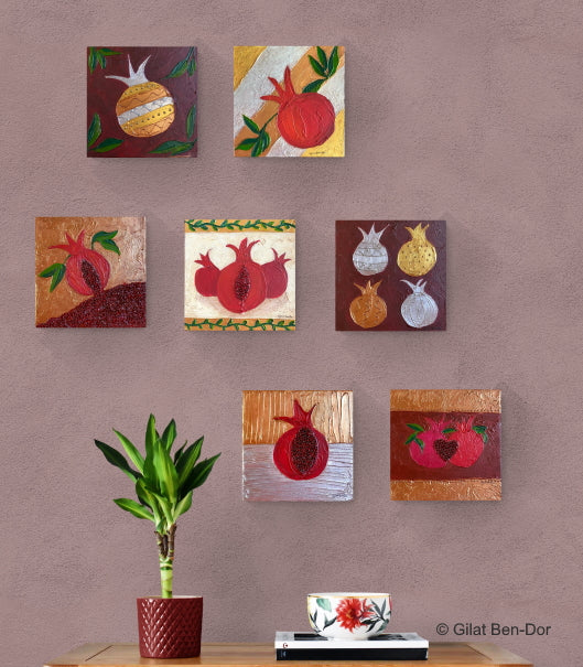 Prosperitas: Original Art on Canvas by Gilat Ben-Dor - Pomegranate Tapestry Series