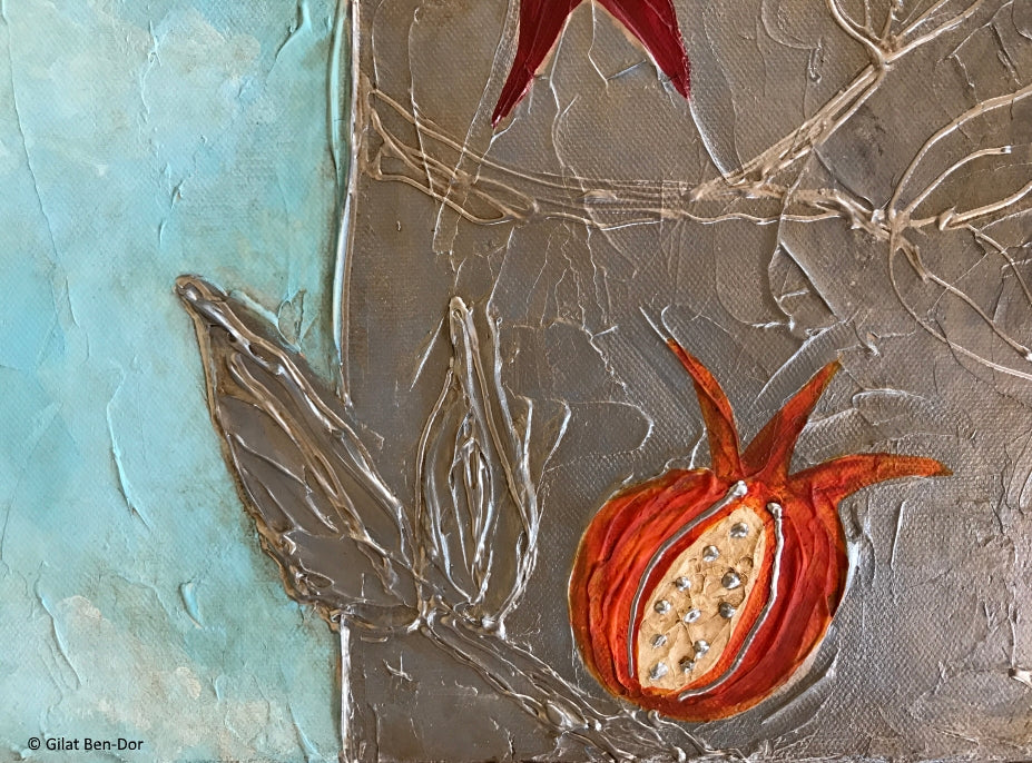 "Pomegranate Sky" Original Acrylic Painting by Gilat Ben-Dor