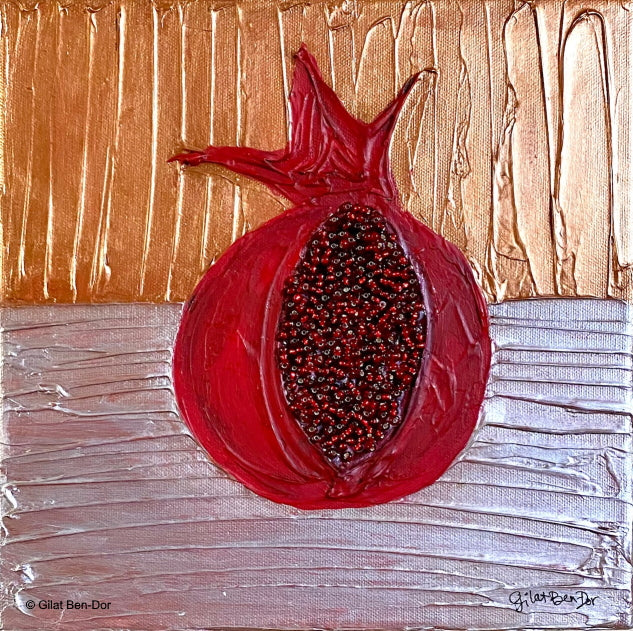 Prosperitas: Original Art on Canvas by Gilat Ben-Dor - Pomegranate Tapestry Series