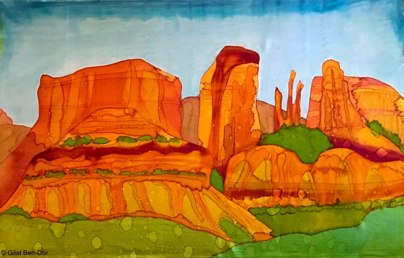"Sedona Dream" Large Original Silk Painting by Gilat Ben-Dor