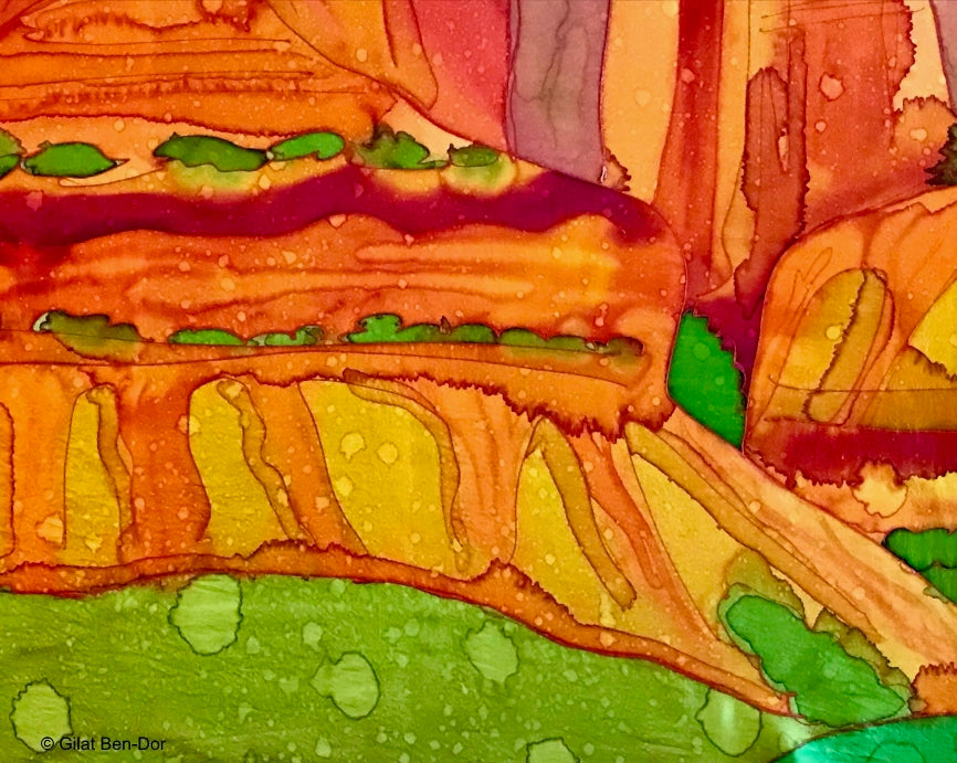 "Sedona Dream" Large Original Silk Painting by Gilat Ben-Dor