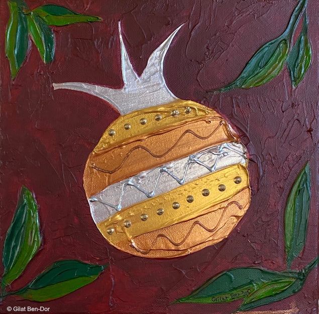 Serenade: Original Art on Canvas by Gilat Ben-Dor - Pomegranate Tapestry Series