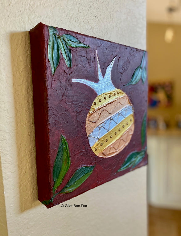 Serenade: Original Art on Canvas by Gilat Ben-Dor - Pomegranate Tapestry Series