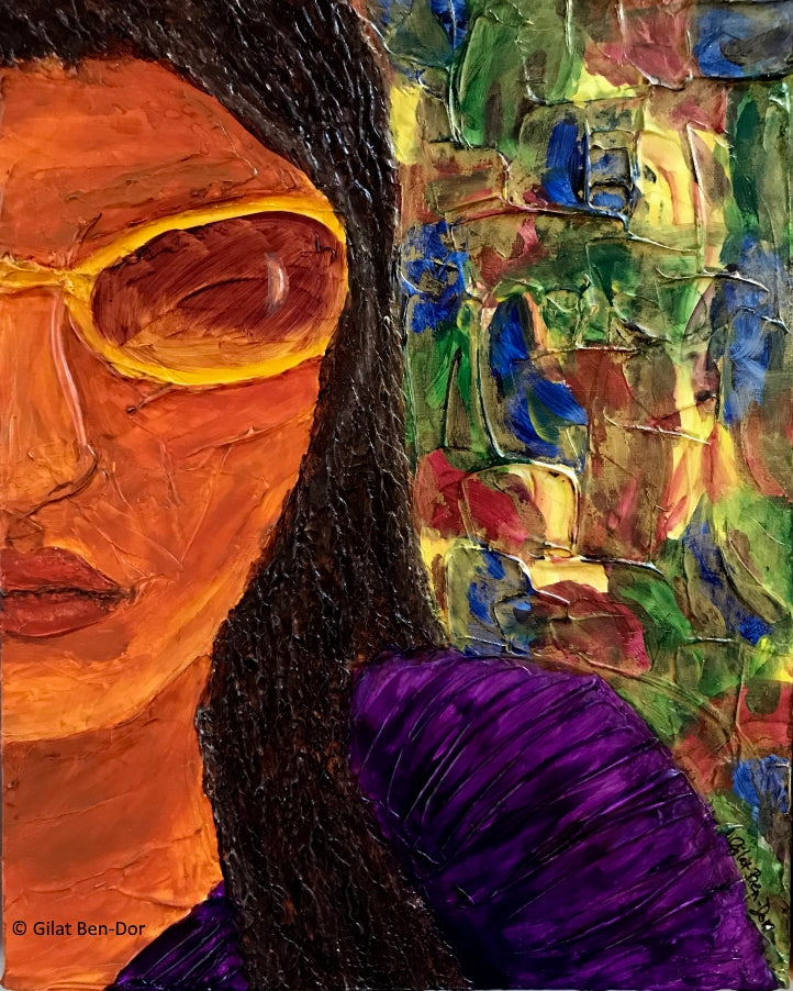 ダンスの油画 Aisha 作 Shaded Selves: Aisha - Original Mixed Media Acrylic Painting by