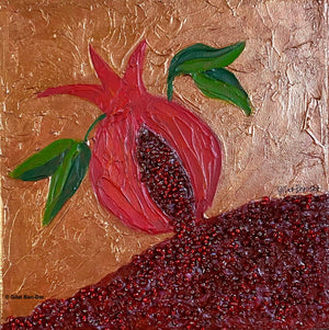 Shefa: Original Art on Canvas by Gilat Ben-Dor - Pomegranate Tapestry Series