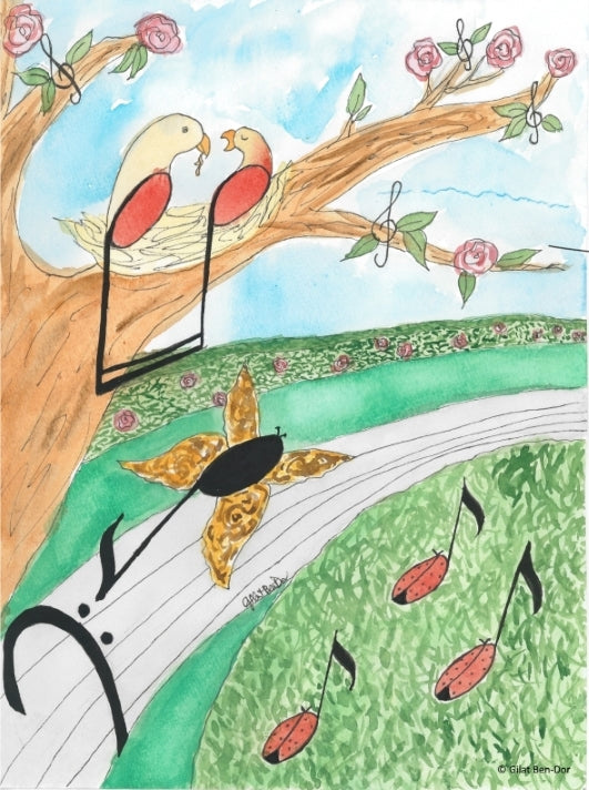 "Springtime Serenade" Music-Themed Fine Art Print (Melodies of Spring Series) by Gilat Ben-Dor