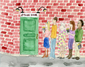 Stage Door Suspense - ORIGINAL PAINTING - Watercolor by Gilat Ben-Dor - Curtain Up Gammage Theater exhibit