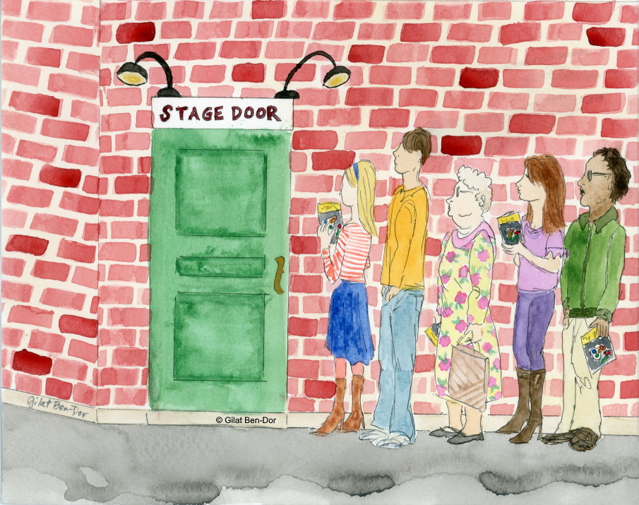 Stage Door Suspense - ORIGINAL PAINTING - Watercolor by Gilat Ben