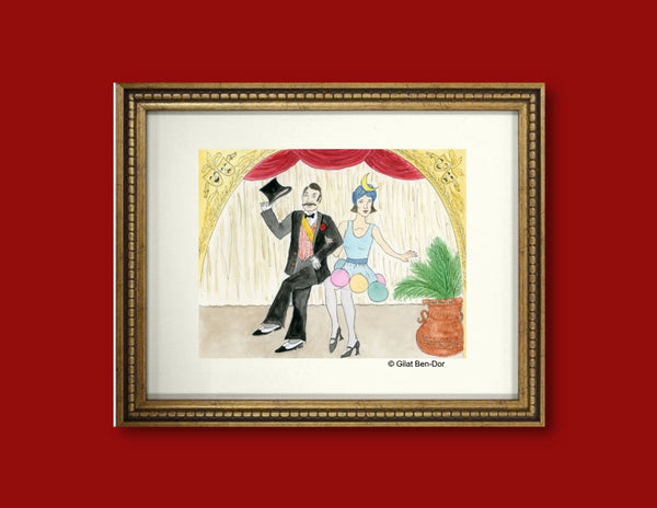 アート・デザイン・音楽 Botanical Vaudeville Vaudeville Days - ORIGINAL PAINTING - Watercolor by Gilat Ben-Dor
