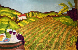 "Vineyard Spirit" Large Original Silk Painting by Gilat Ben-Dor